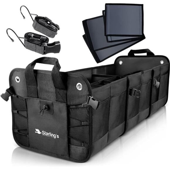 Car Trunk Organizer - Durable Storage SUV Cargo Organizer Adjustable